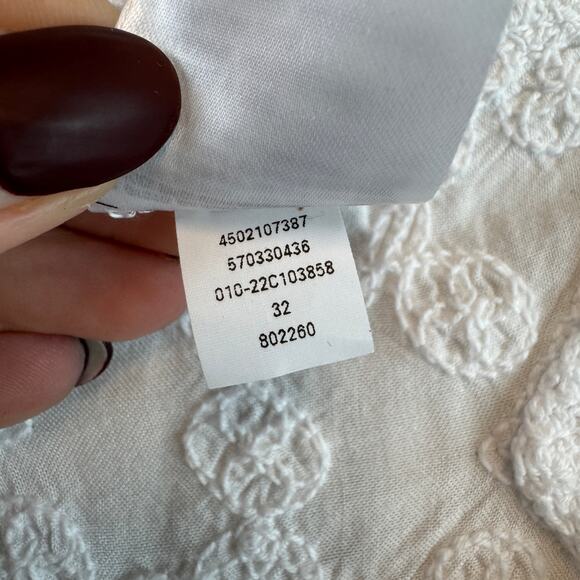 Chico's White Cutwork Top Scoop Neck Short Sleeve Knit Blouse Size 2 14/16 - Picture 7 of 14